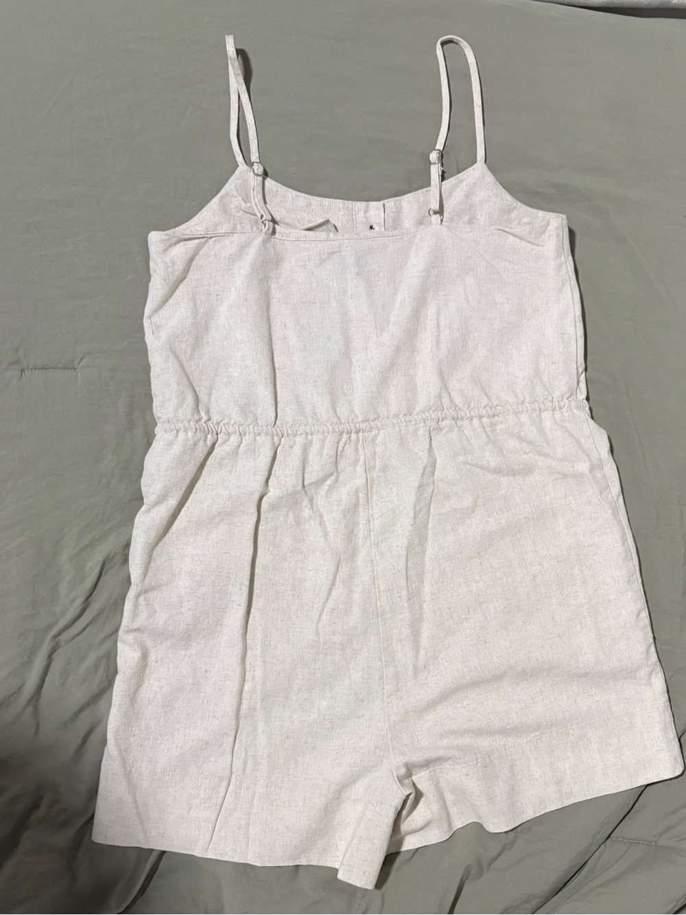 Forever 21 Cream Button-Front Linen Romper - Picture 2 of 2